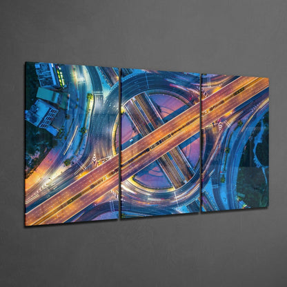 Cosmopolitan Roads Glass Wall Art