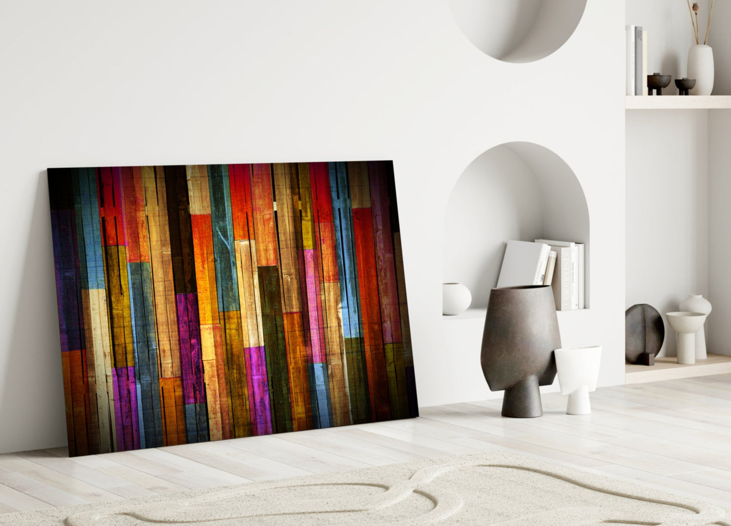 Painted Wood Glass Wall Art