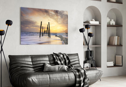 Destroyed Dock Glass Wall Art