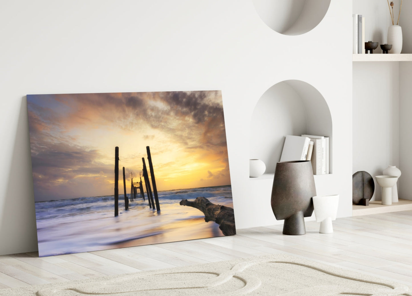 Destroyed Dock Glass Wall Art