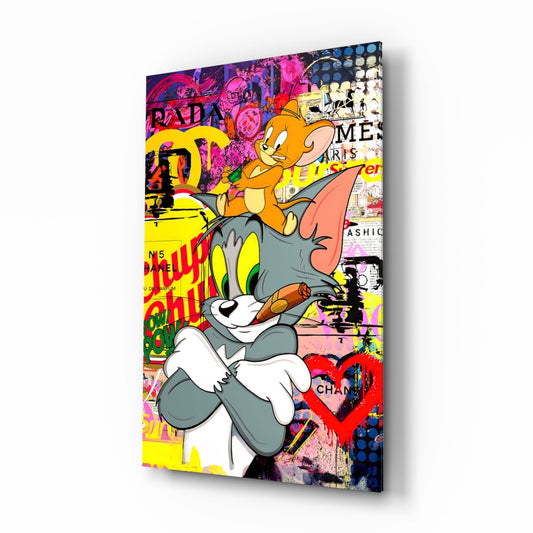 Tom and Jerry: Street Art Glass Wall Art || Designer Collection