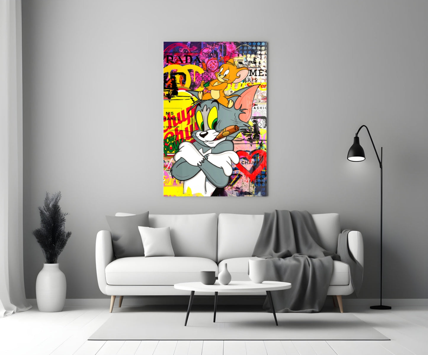Tom and Jerry: Street Art Glass Wall Art || Designer Collection