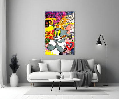 Tom and Jerry: Street Art Glass Wall Art || Designer Collection