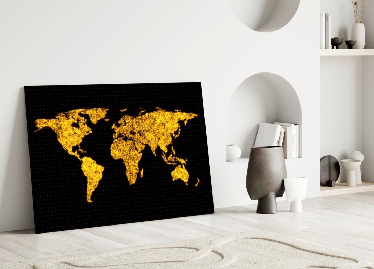 World Map Glass Wall Art